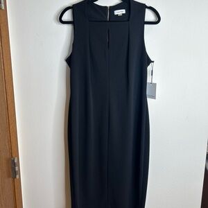 Calvin Klein Womens 12 Classic Black Midi Dress NWT Old Money Traditional Event